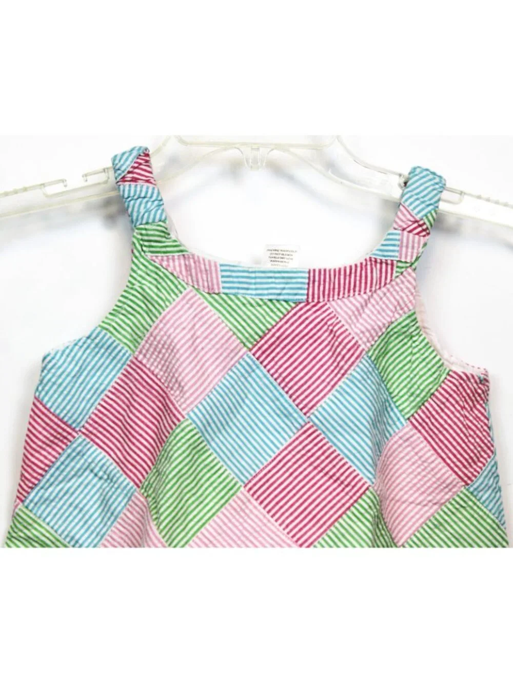 2008 Gymboree Tennis Match Patchwork Tank top Shirt Tee sz 7 Stripe Seersucker